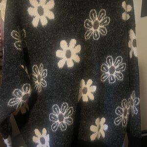SHEIN Black and White Floral Sweater